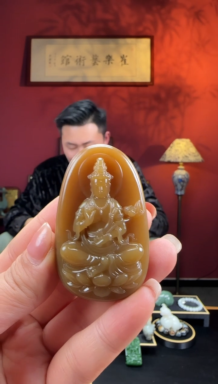 未镶嵌和田玉挂件满红糖观音k81