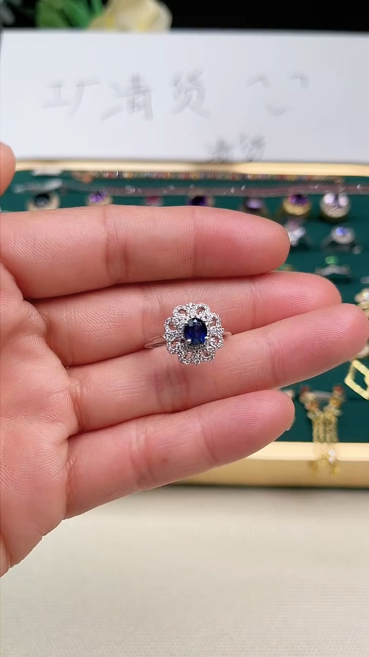 【闪购商品】蓝宝石戒指银S925镶嵌戒指