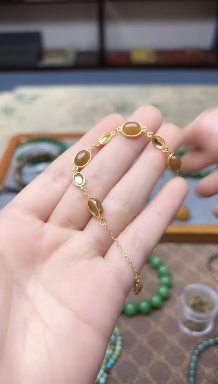 银S925镶嵌和田玉挂件s925银和田玉手链QC