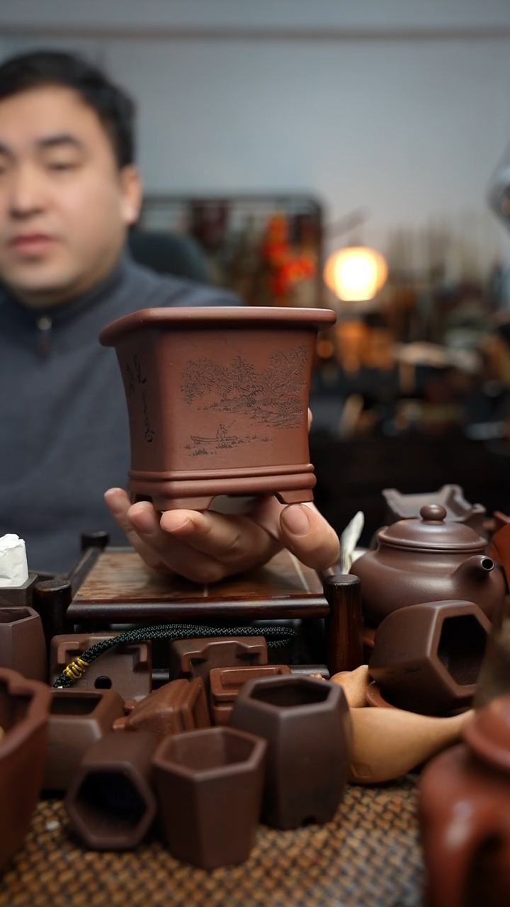 紫砂花盆闲**趣長木軒精品紫砂