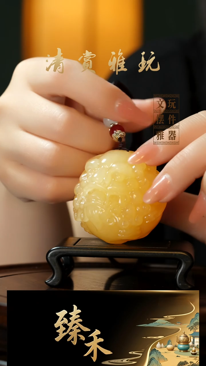 玉《金田黄貔貅》玉石手把件