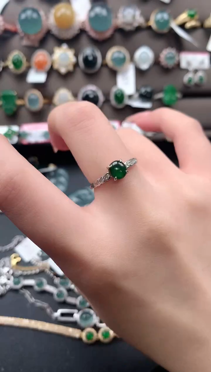 【闪购商品】翡翠戒指银S925镶嵌5145