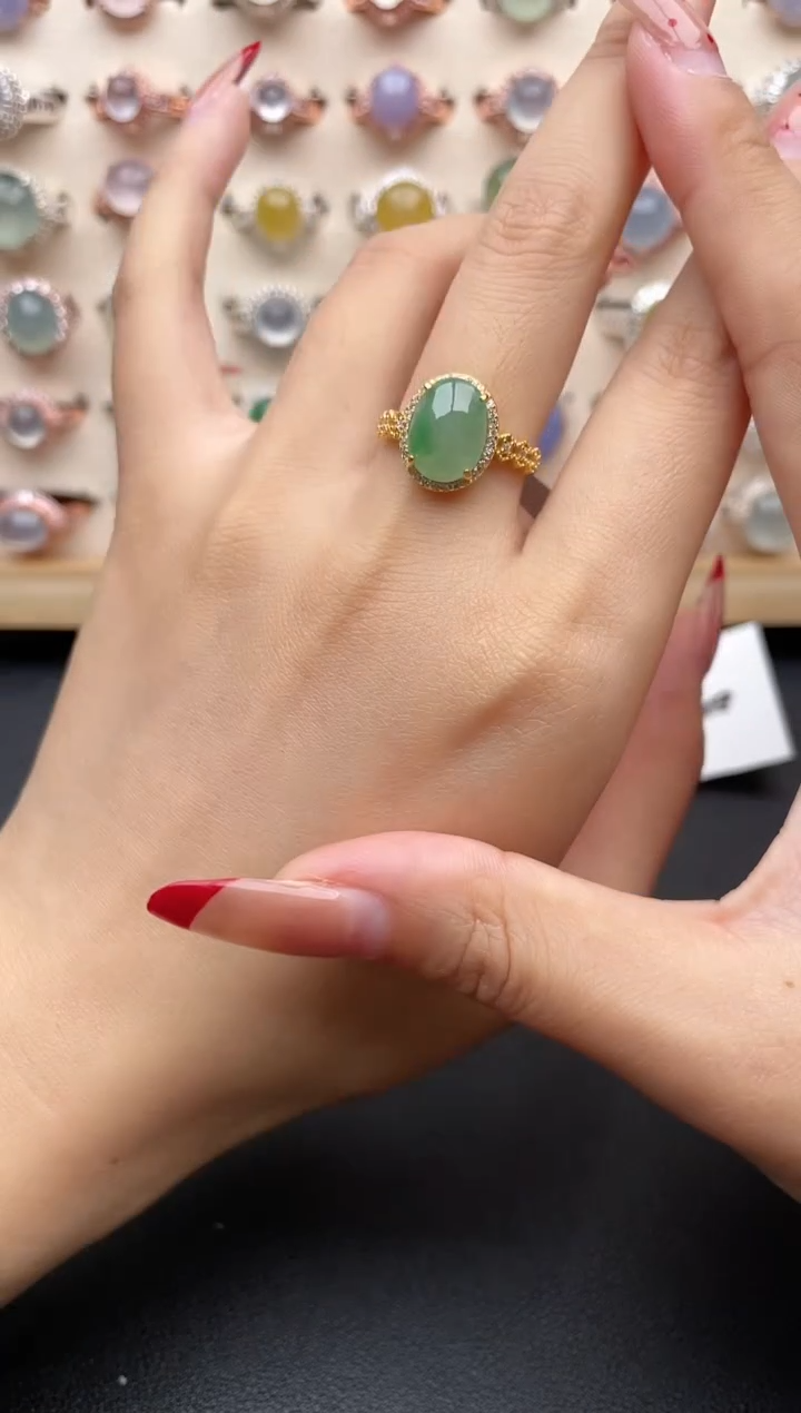 【闪购商品】翡翠戒指银S925镶嵌一物一证一礼盒