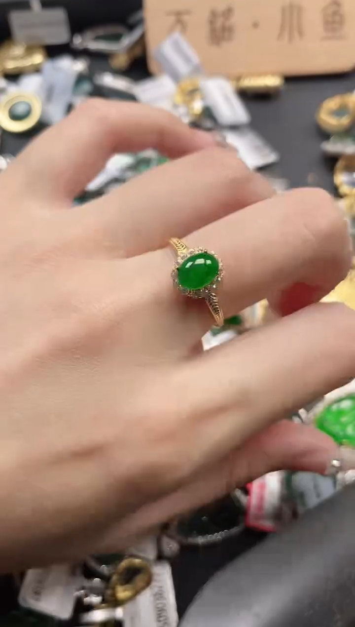 银S925镶嵌戒指翡翠51151