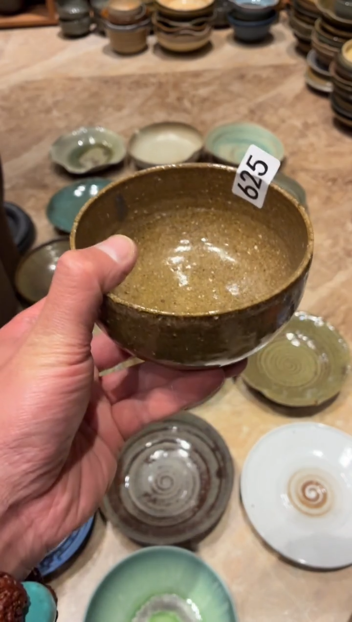 瓷片木***n625微瑕粗陶黄色蛋壳碗1个