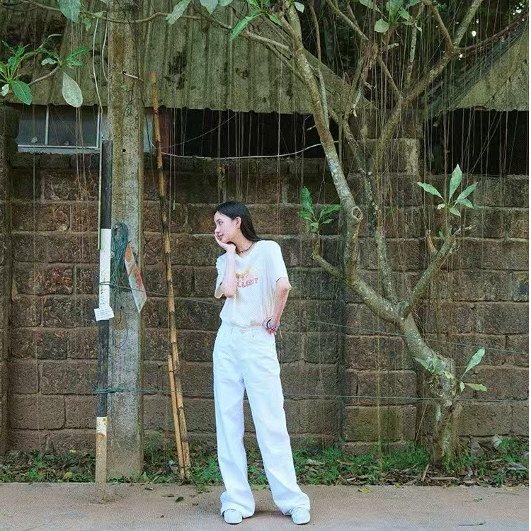 【白牛】土耳其进口直筒牛仔裤垂坠感休闲百搭复古阔腿长