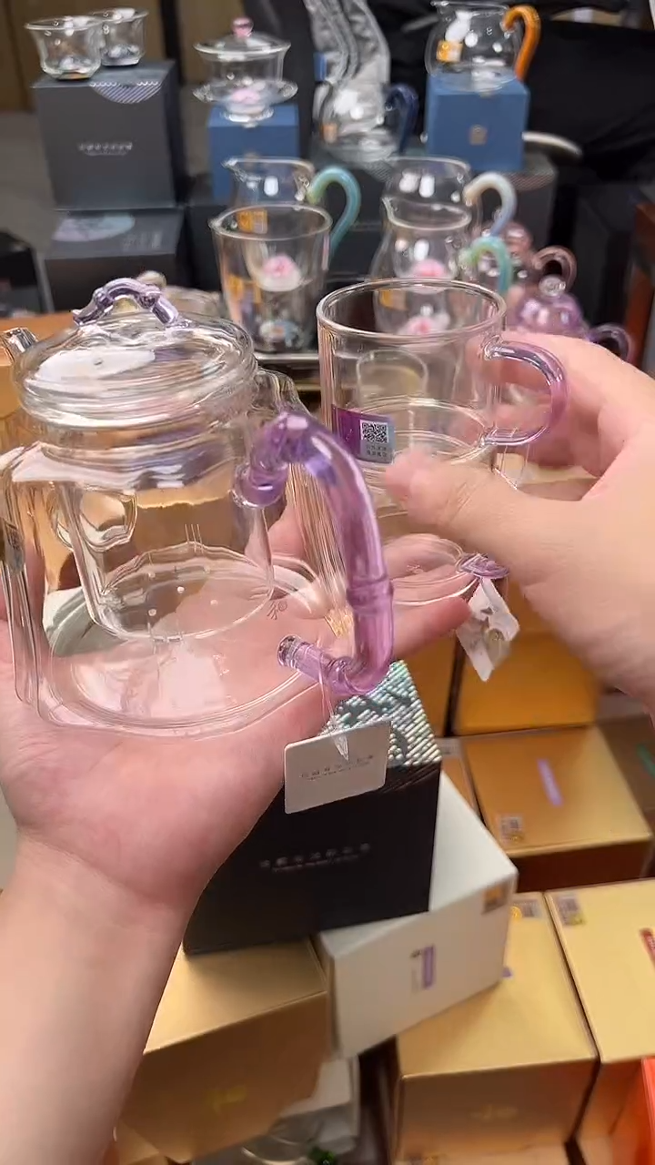@@禾器晶彩君瑞壶浅紫色+逸杯紫2只