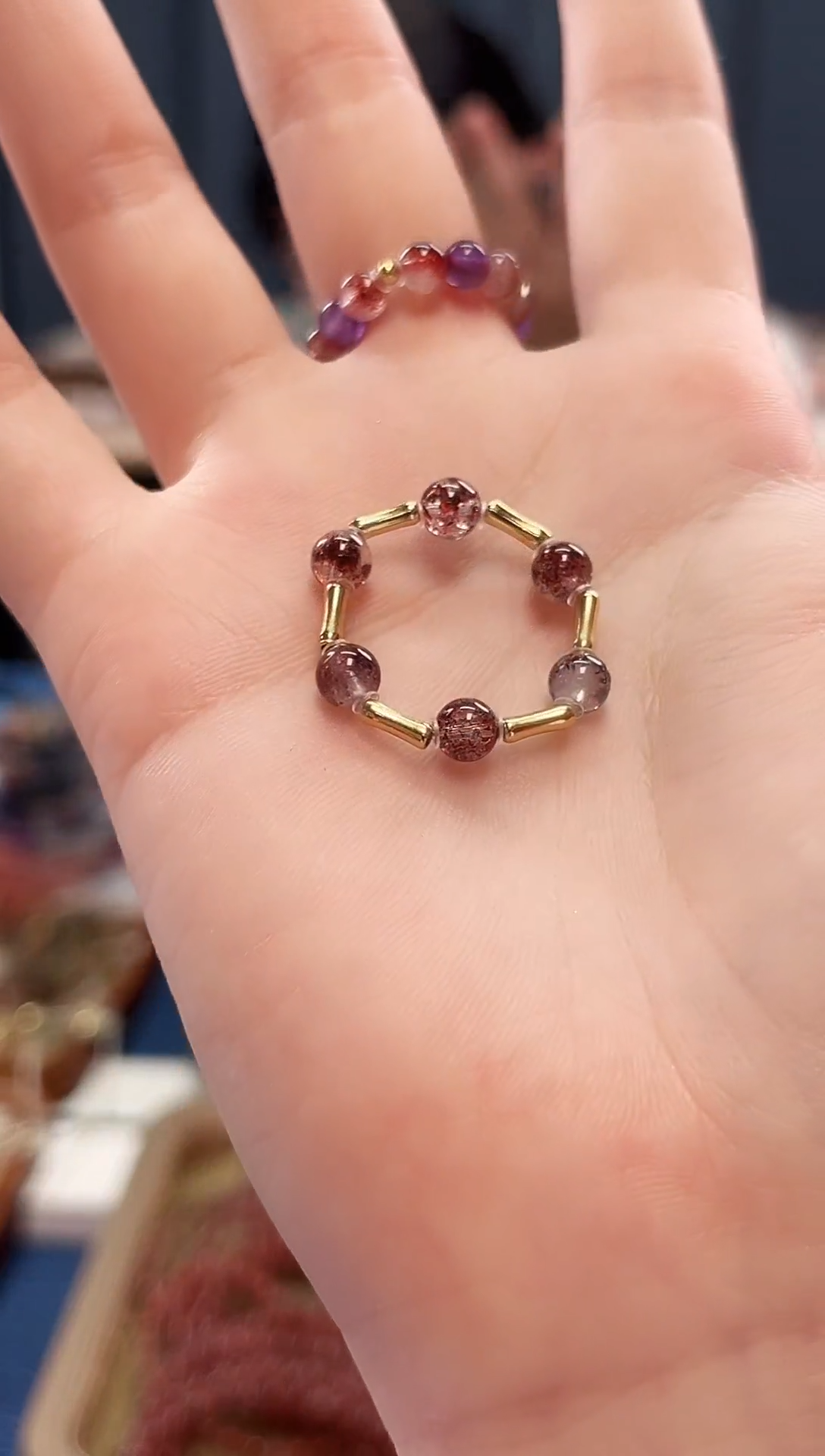 未镶嵌手串水晶金草莓超七戒圈4mm【多样性发一】