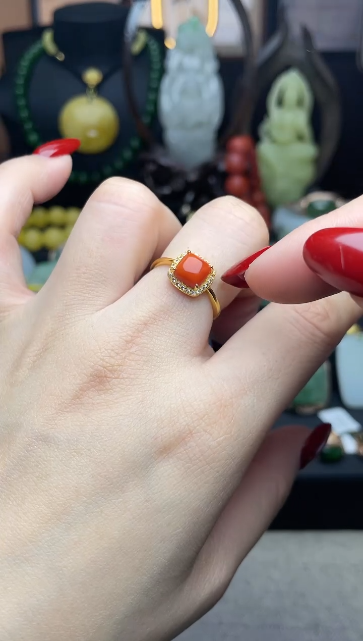 【闪购商品】南红玛瑙戒指银S925镶嵌戒指