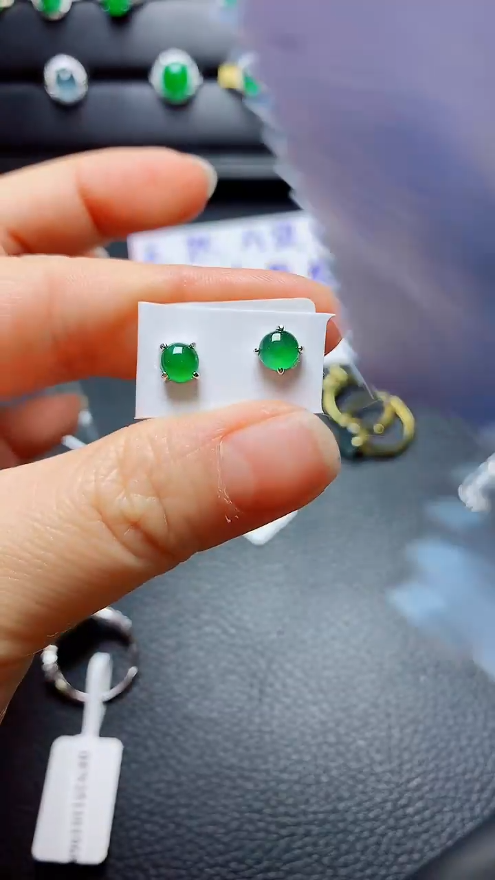 银S925镶嵌戒指翡翠天然翡翠A货s925银镶