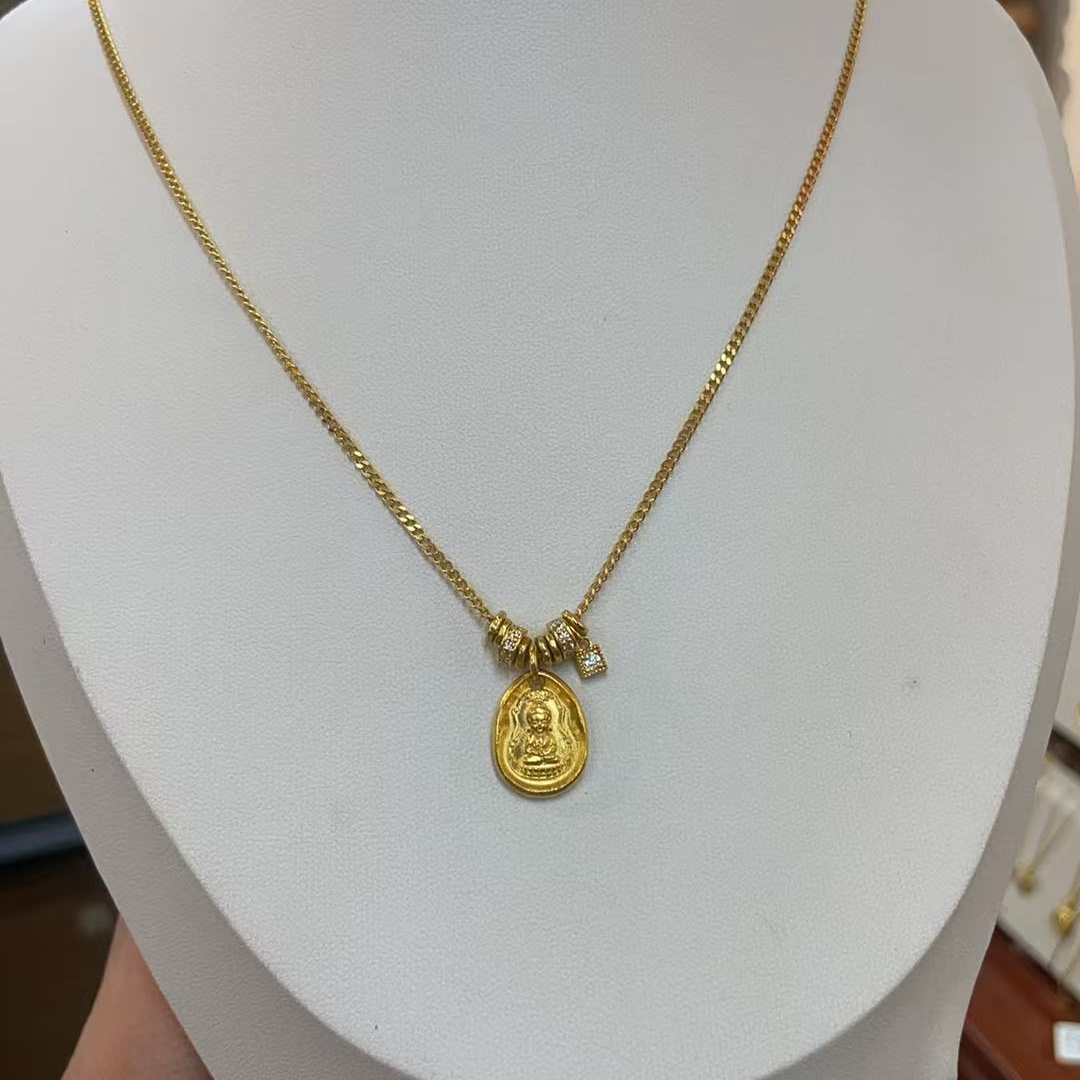 足金5G精工宝宝佛套链