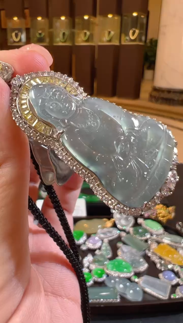 翡翠银S925镶嵌吊坠(不含链)天然A货翡翠JS0013多样性发一