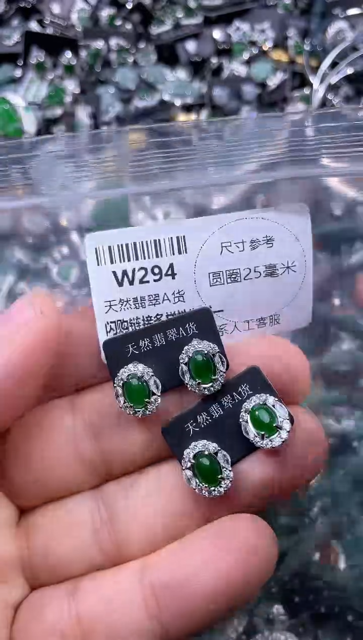 【闪购商品】翡翠颈饰未镶嵌W294耳钉 多样性发其一