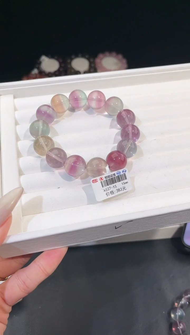 【闪购商品】萤石手链未镶嵌多样性发一彩萤石15mm