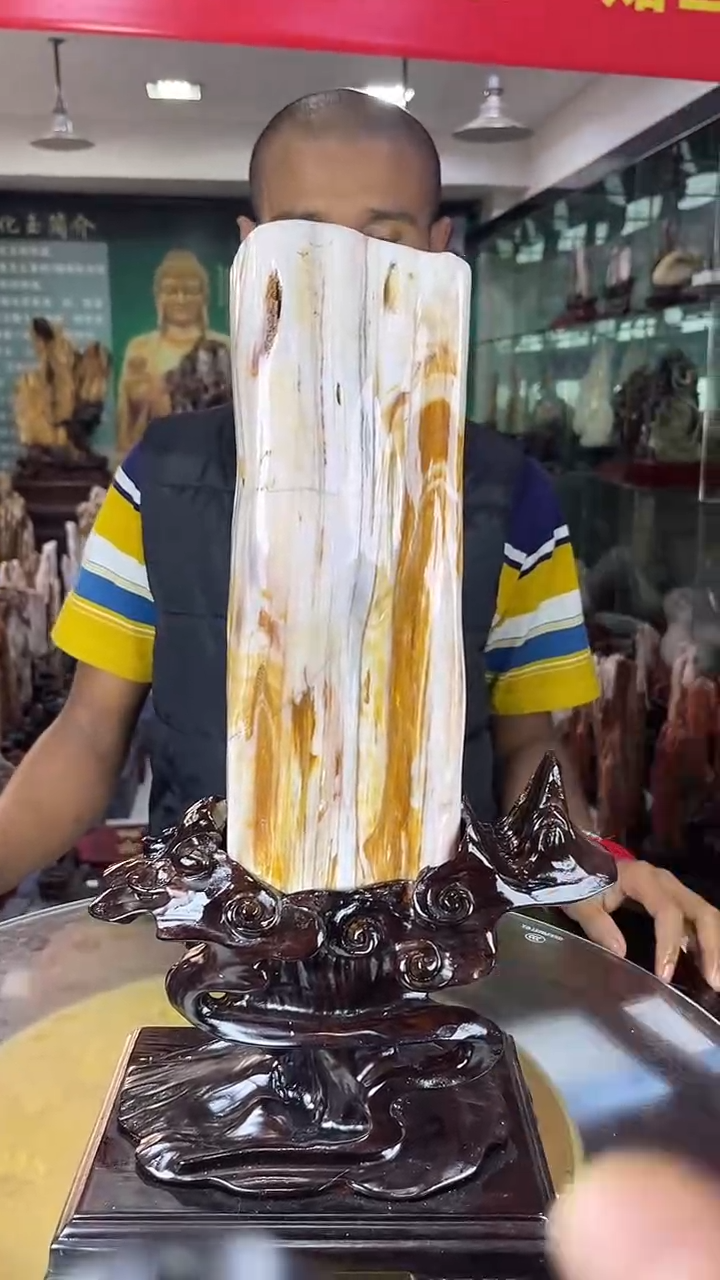 缅甸天然树化玉摆件