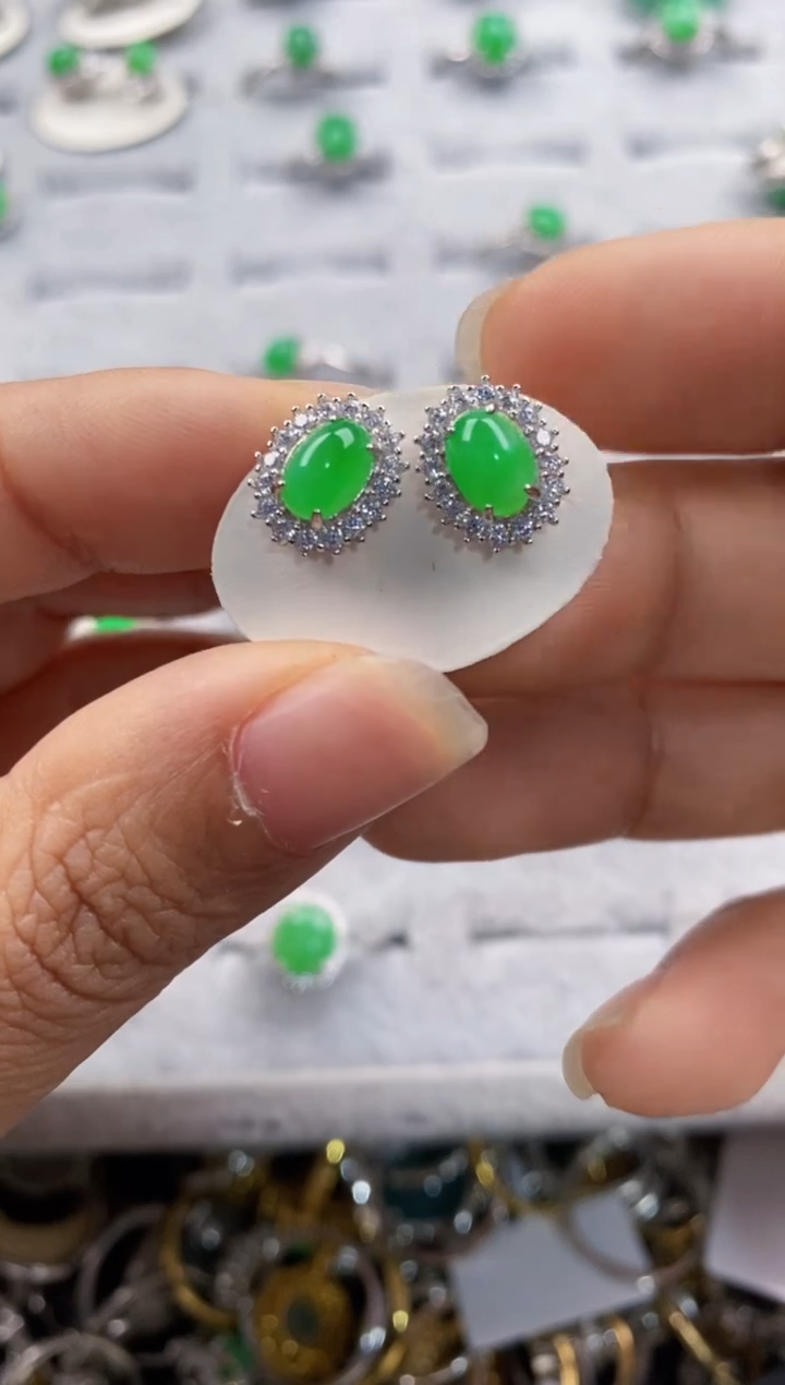 银S925镶嵌戒指翡翠111---6