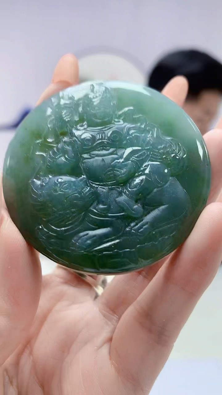 【闪购商品】定制翡翠未镶嵌4917DD-毛货挂件财神87