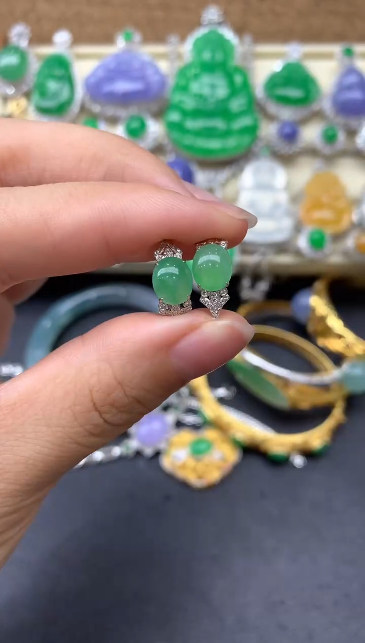 【闪购商品】翡翠耳饰18K金镶嵌202-中国好珍宝