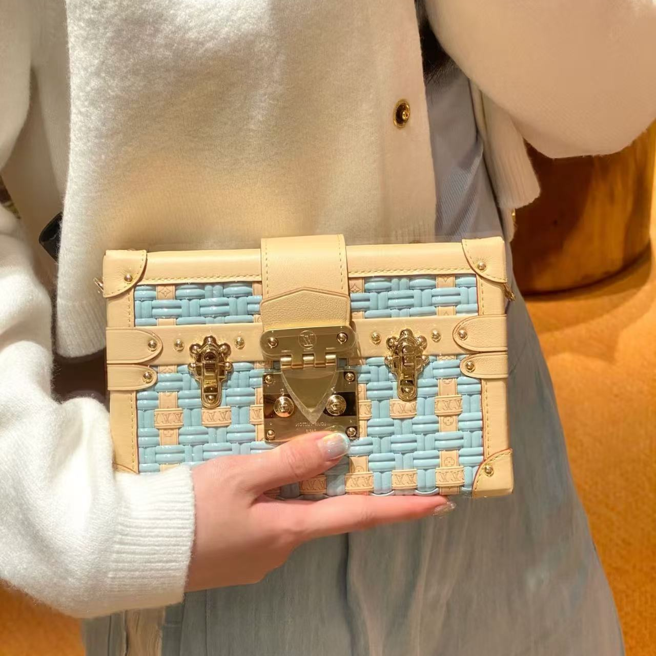 99新 LouisVuitton/路易威登 坤球奢选lv 情人节限定编织盒子包