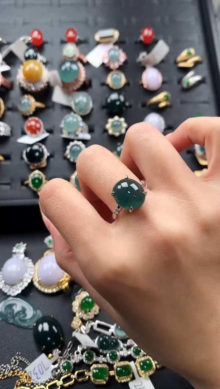 【闪购商品】翡翠戒指银S925镶嵌5476587658