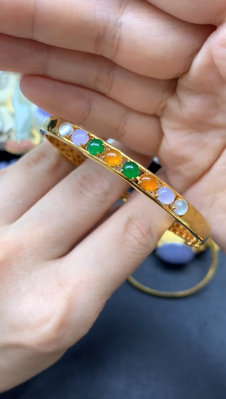 【闪购商品】翡翠手镯18K金镶嵌628-中国好珍宝