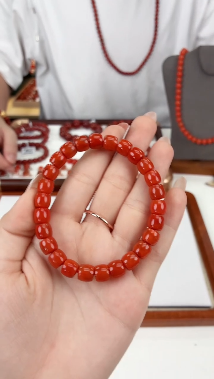 南红玛瑙未镶嵌瓦西直切手串8+一个/条