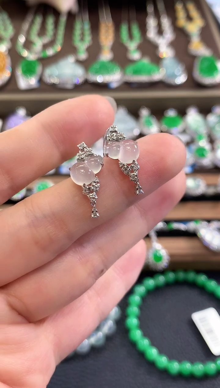 18K金镶嵌翡翠耳饰b111多样性一件发货