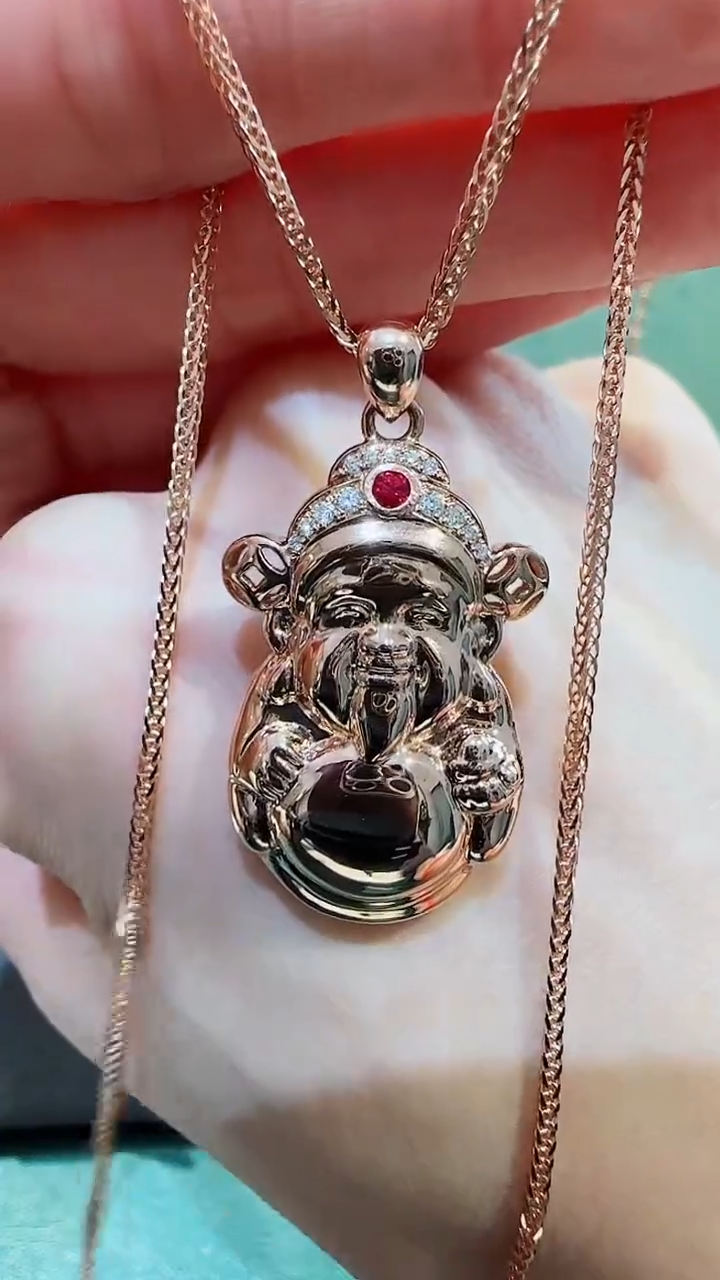 【闪购商品】钻石吊坠(不含链)18K金镶嵌18K金钻石财神吊坠