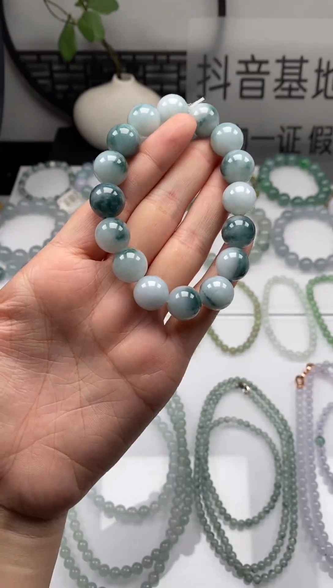未镶嵌手串翡翠翡翠飘花手串卡14+