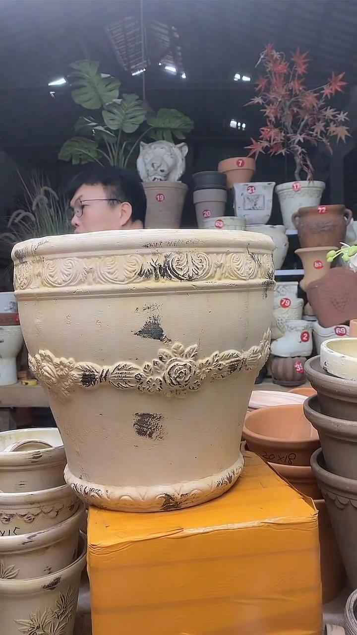 【闪购商品】缸1个31*28花圈作旧白色无托