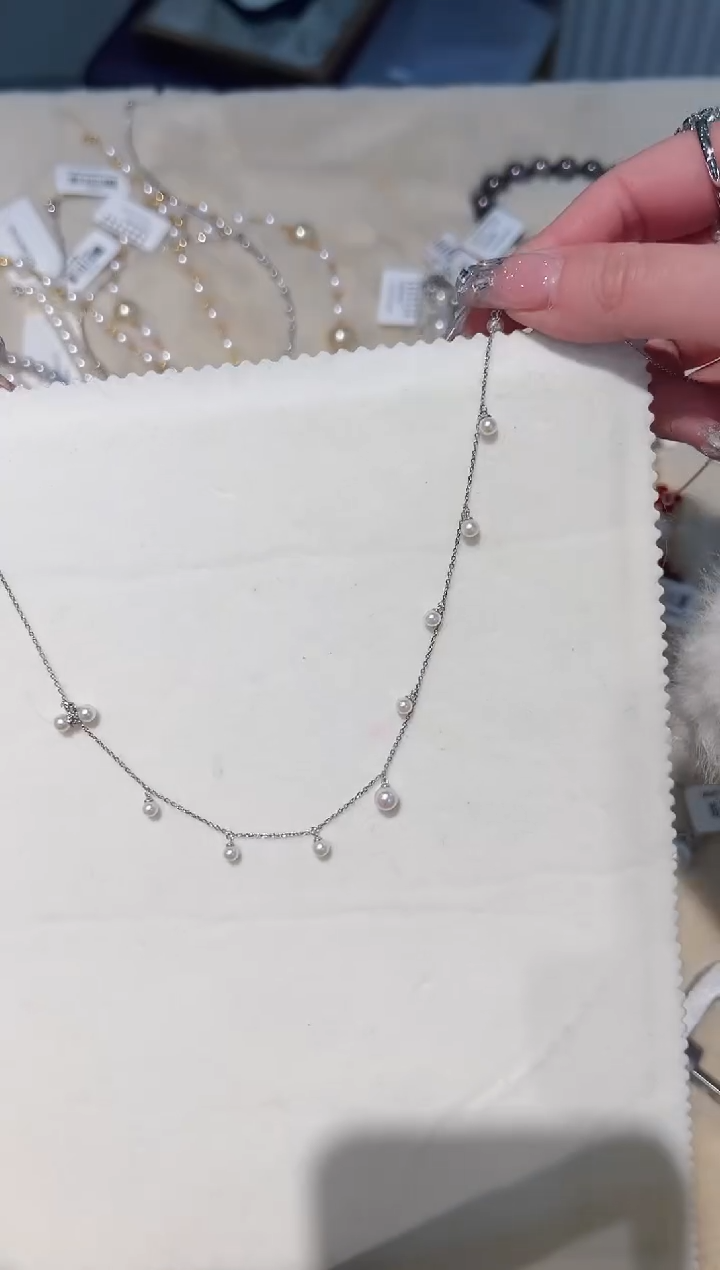 【闪购商品】海水珍珠项链18K金镶嵌珍珠满天星zzxm