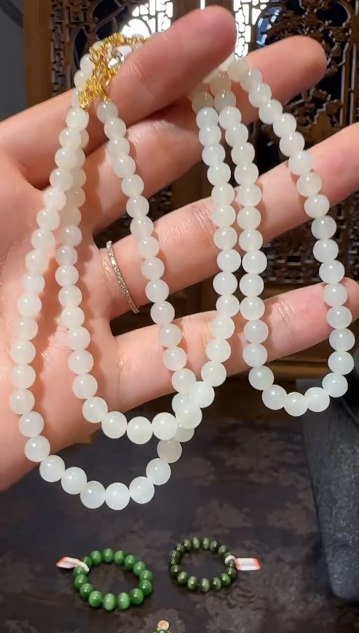 【闪购商品】和田玉手串18K金镶嵌1