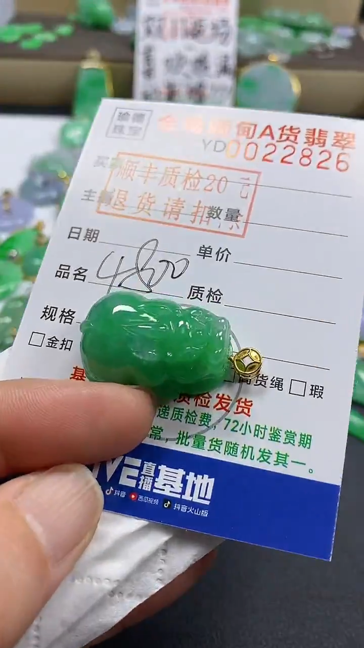 吊坠(不含链)18K金镶嵌翡翠貔貅