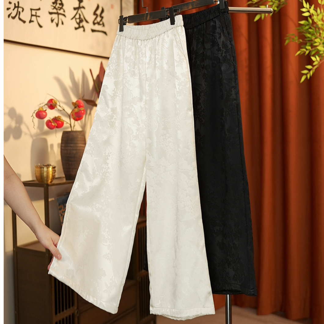 柳暗花明-新中式新款桑蚕丝秋冬加绒加厚直筒绣花国风新中式女装