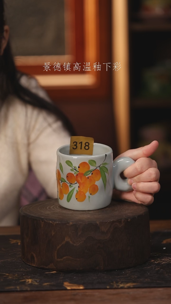 陶瓷景德镇高温釉下手绘陶瓷@L318@