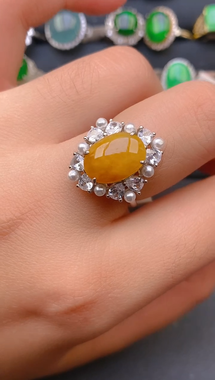 【闪购商品】翡翠戒指银S925镶嵌天然A货翡翠1