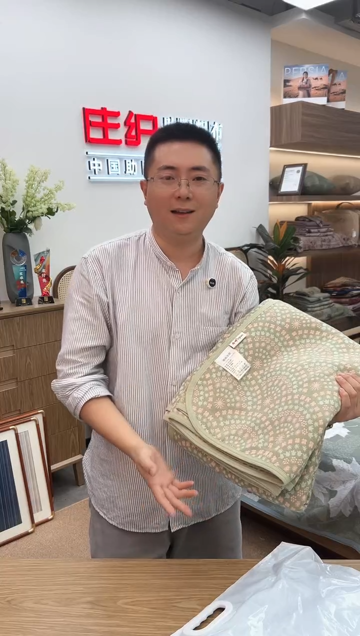 棉全棉老粗布 福利孤品01   满天星绿大三棉凉席