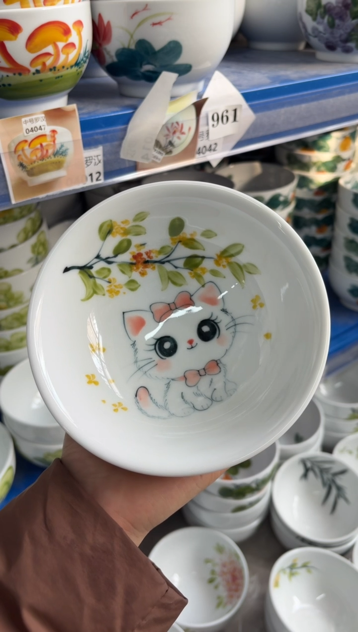 瓷片景德镇高温陶瓷食品级手绘釉中彩-壮壮碗