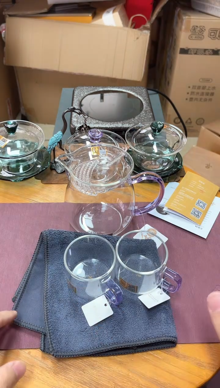 观禄煮茶器浅紫送清禾杯浅紫送匠未茶巾