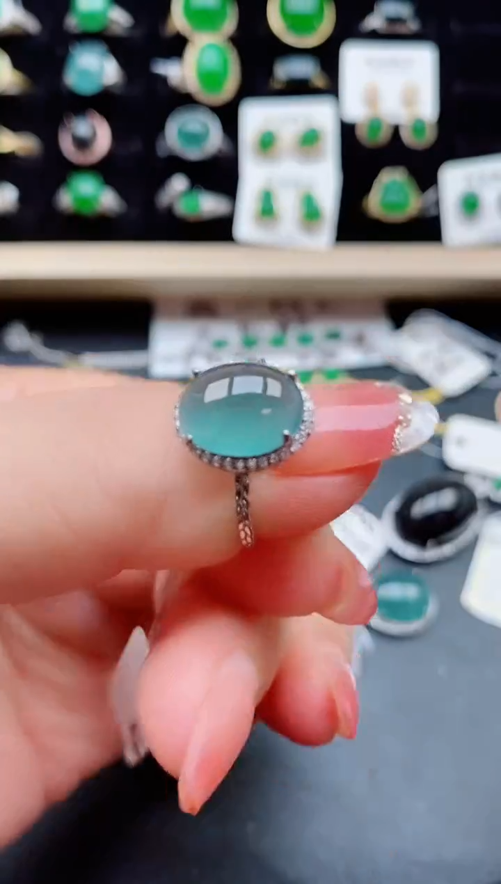 【闪购商品】翡翠戒指银S925镶嵌12121