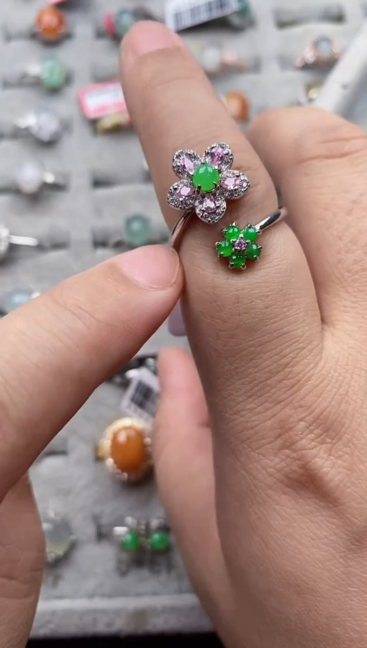 【闪购商品】翡翠戒指银S925镶嵌22222---6