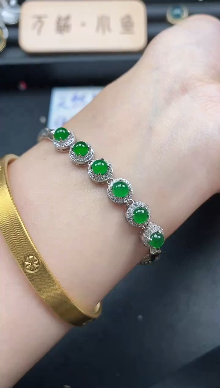 翡翠戒指银S925镶嵌4115-10