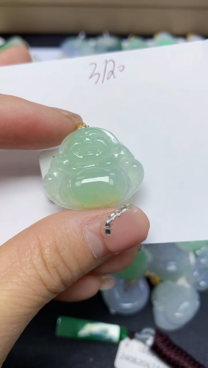 【闪购商品】翡翠挂件18K金镶嵌 天然翡翠A货
