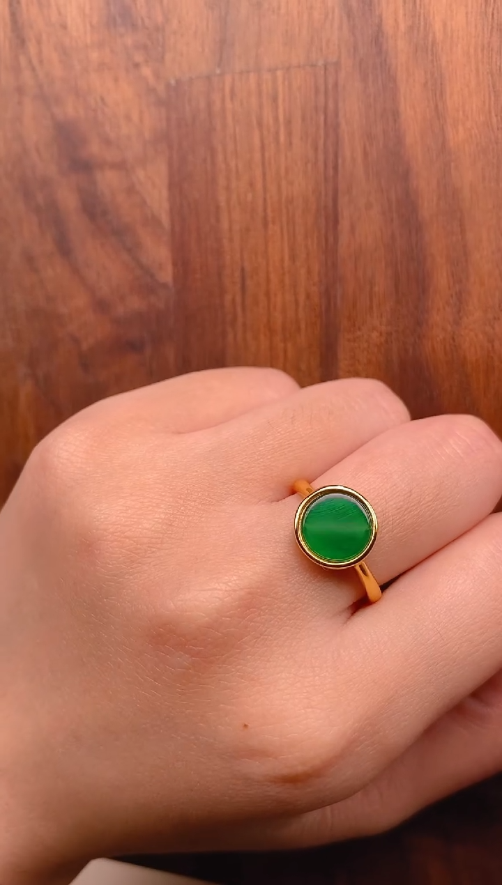 【闪购商品】翡翠戒指银S925镶嵌无事牌戒指