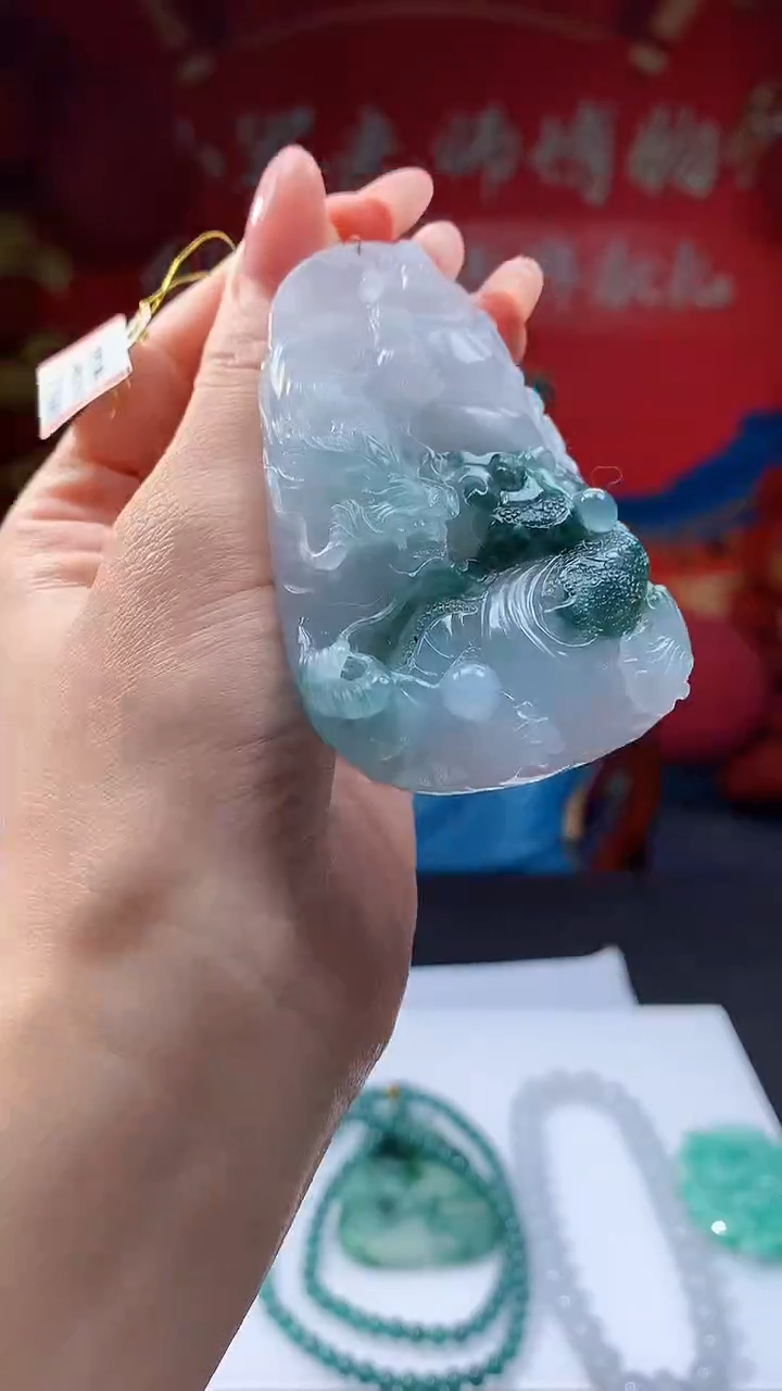 【闪购商品】定制翡翠未镶嵌8050jj-毛货挂件配珠链84