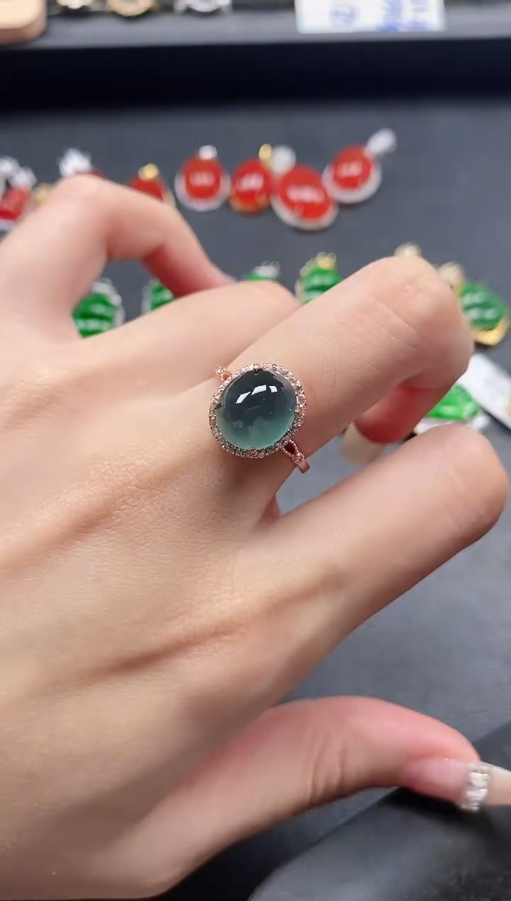 银S925镶嵌戒指翡翠51511