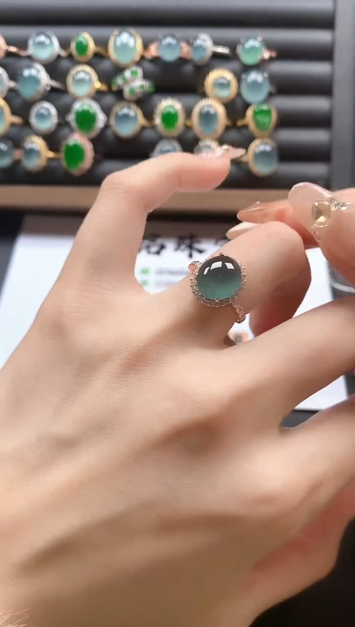 银S925镶嵌戒指翡翠51511