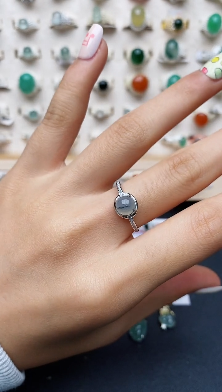 【闪购商品】翡翠戒指银S925镶嵌缅甸翡翠