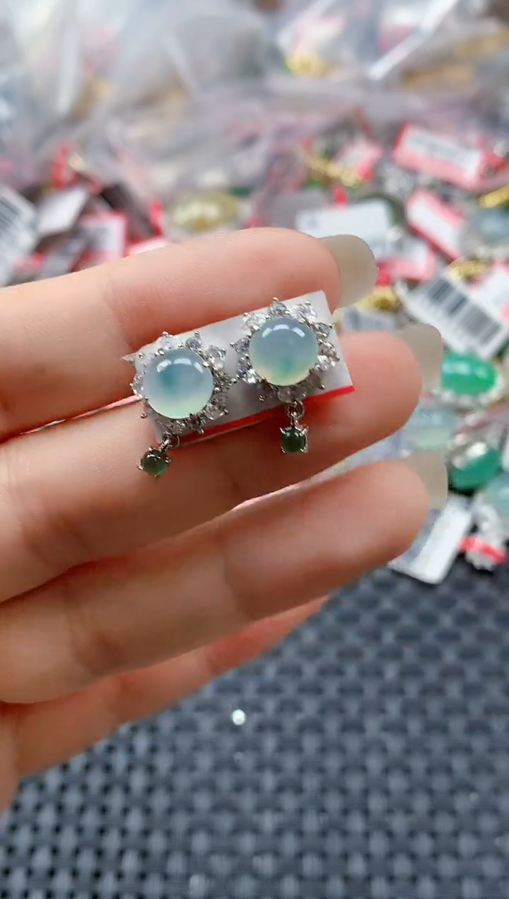 银S925镶嵌戒指翡翠天然A货缅甸翡翠