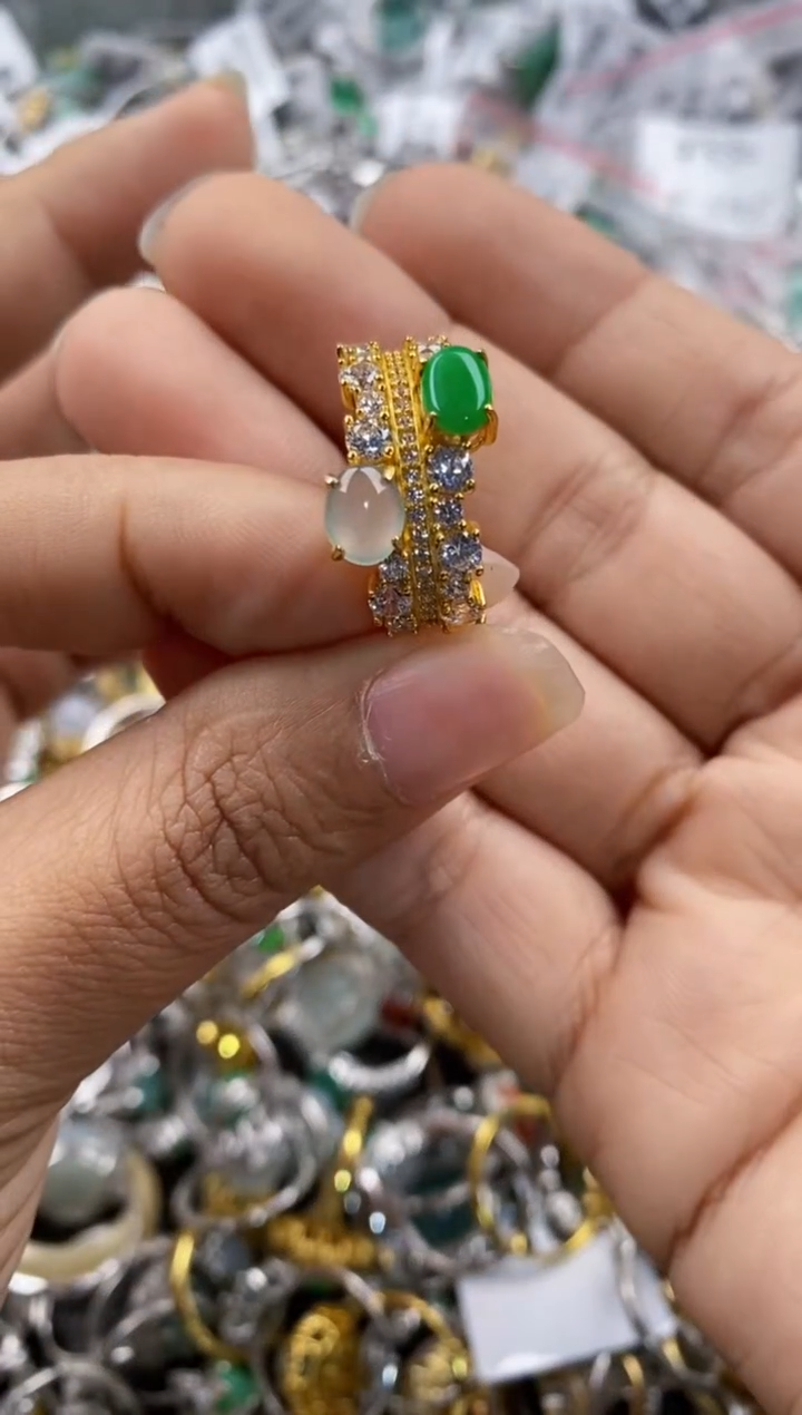 银S925镶嵌戒指翡翠111---9